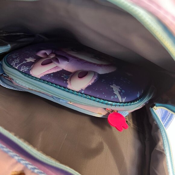 Cute Bunny Character Kids Backpack Purple Winter Design Adjustable Straps - Picture 3 of 4